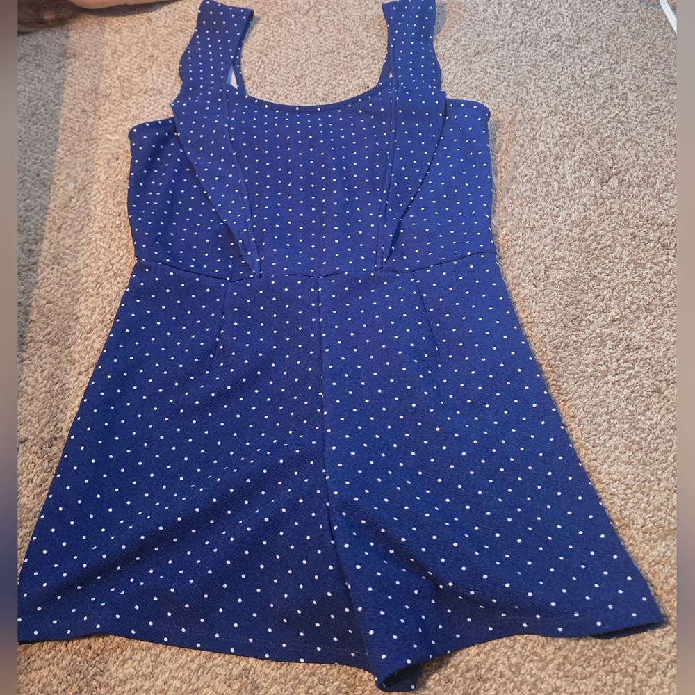 Derek Heart Blue Polka Dot Kids Romper Size Large Perfect For Summer